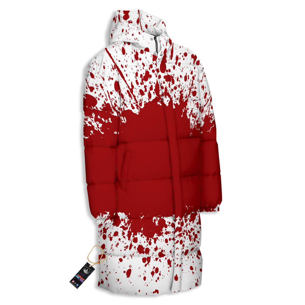 Splashed Blood Print Long Down Jacket-grizzshop