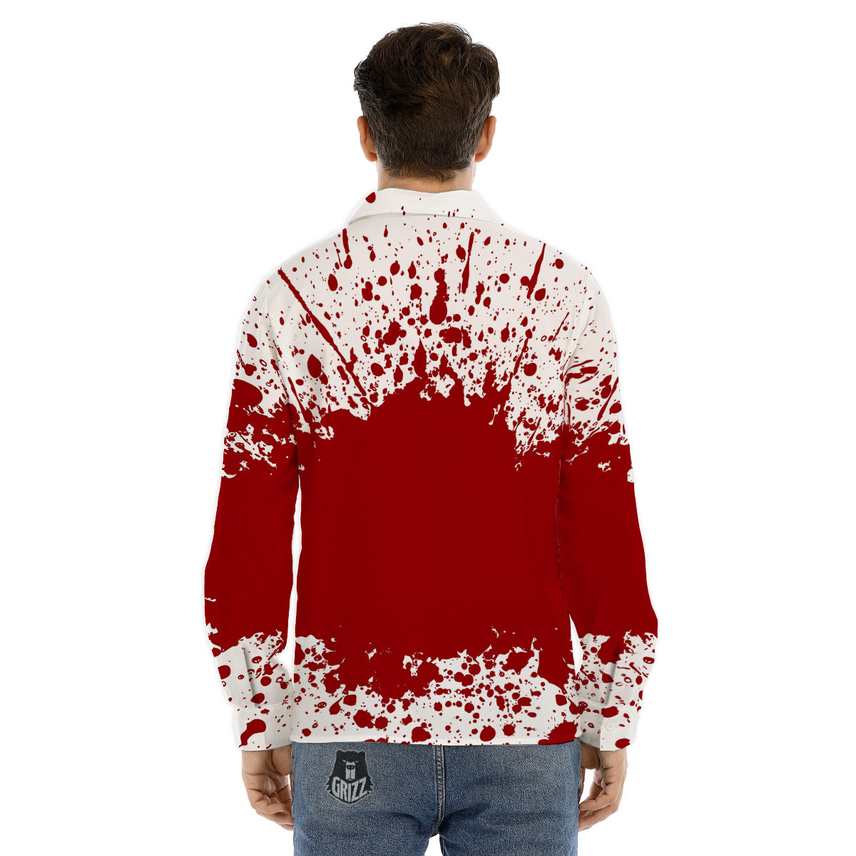 Splashed Blood Print Men's Dress Shirts-grizzshop
