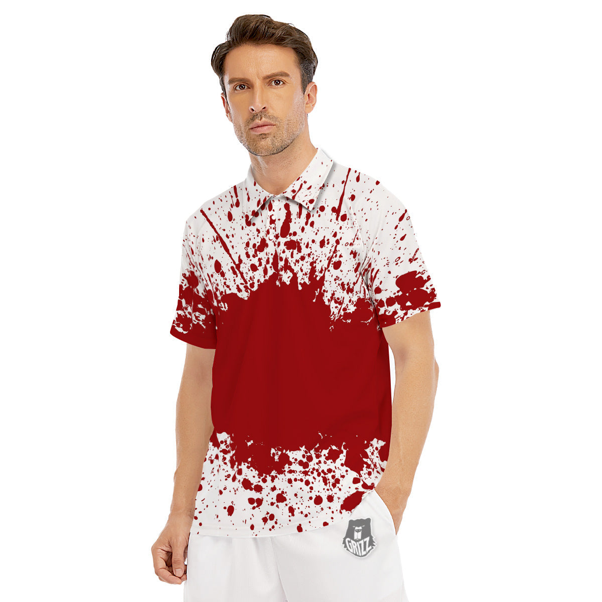 Splashed Blood Print Men's Golf Shirts-grizzshop