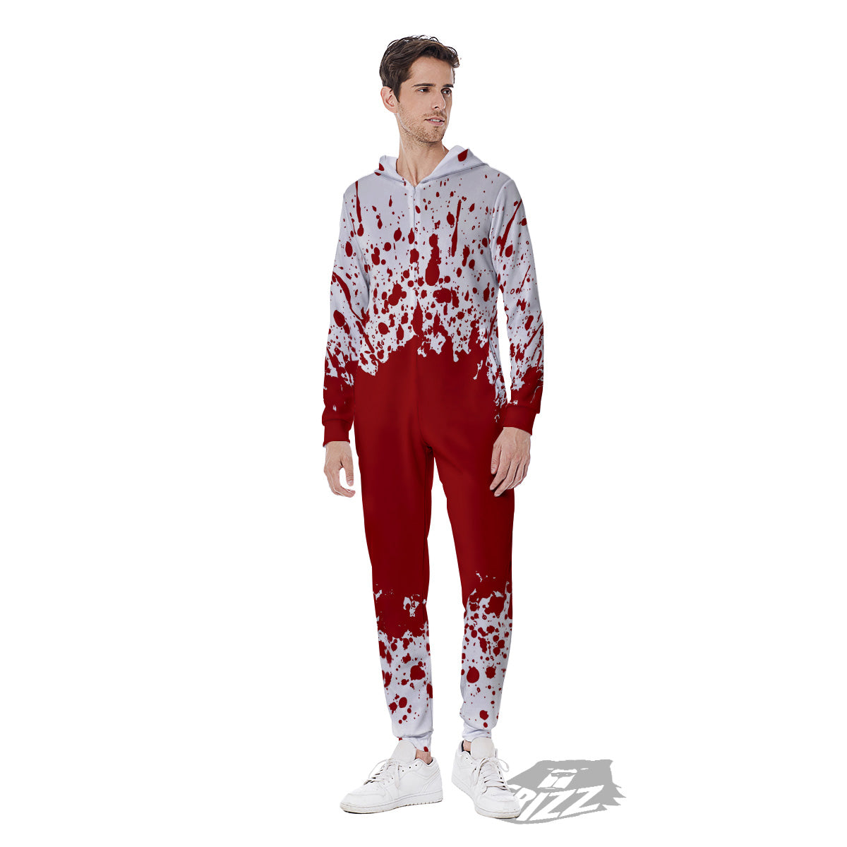 Splashed Blood Print Men's Jumpsuit-grizzshop