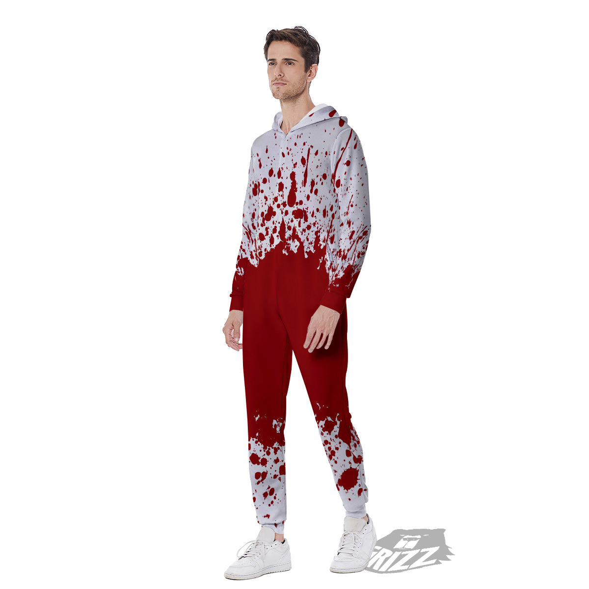 Splashed Blood Print Men's Jumpsuit-grizzshop