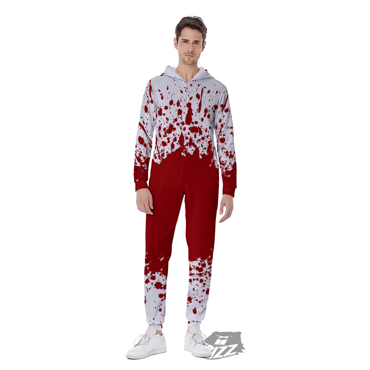 Splashed Blood Print Men's Jumpsuit-grizzshop