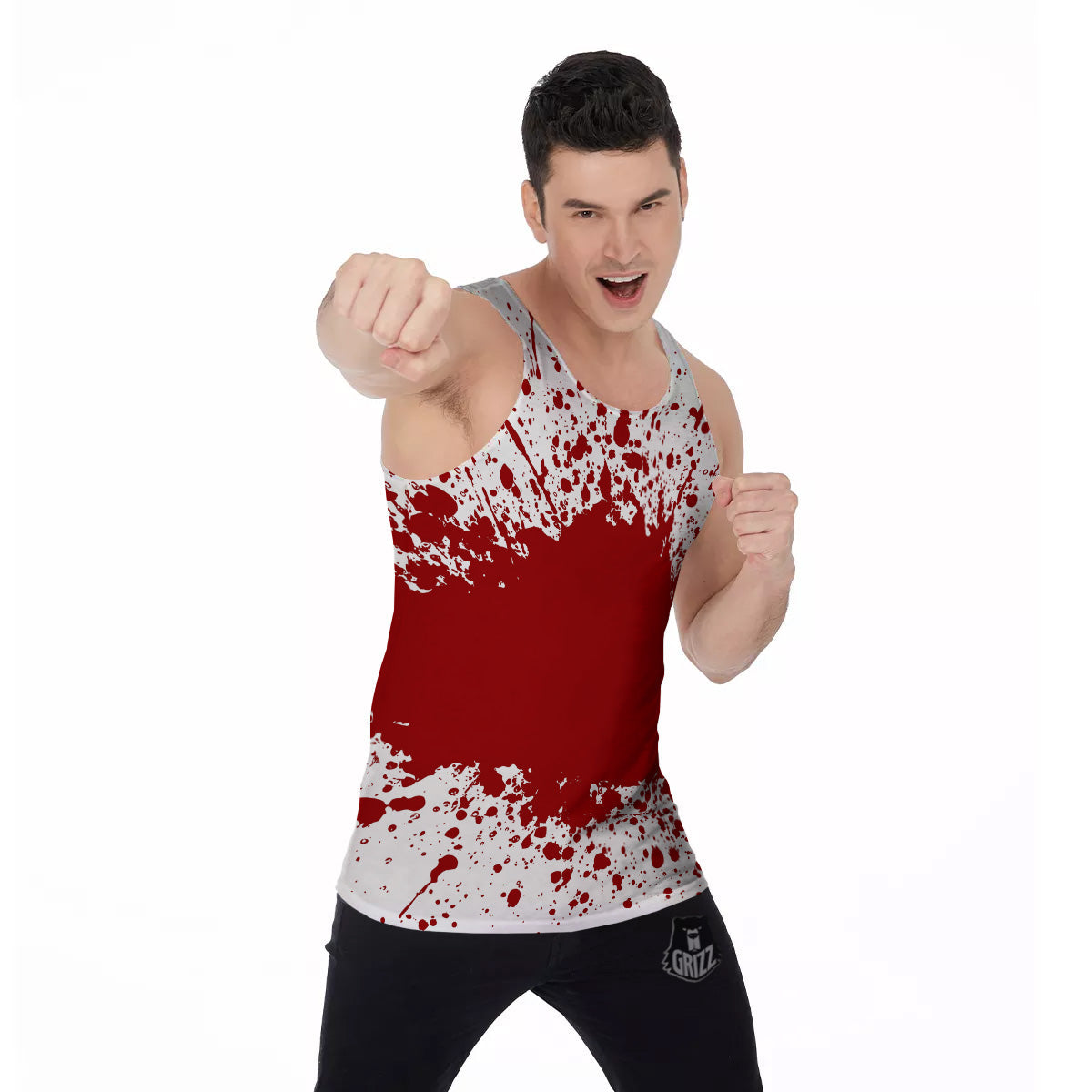 Splashed Blood Print Men's Tank Top-grizzshop