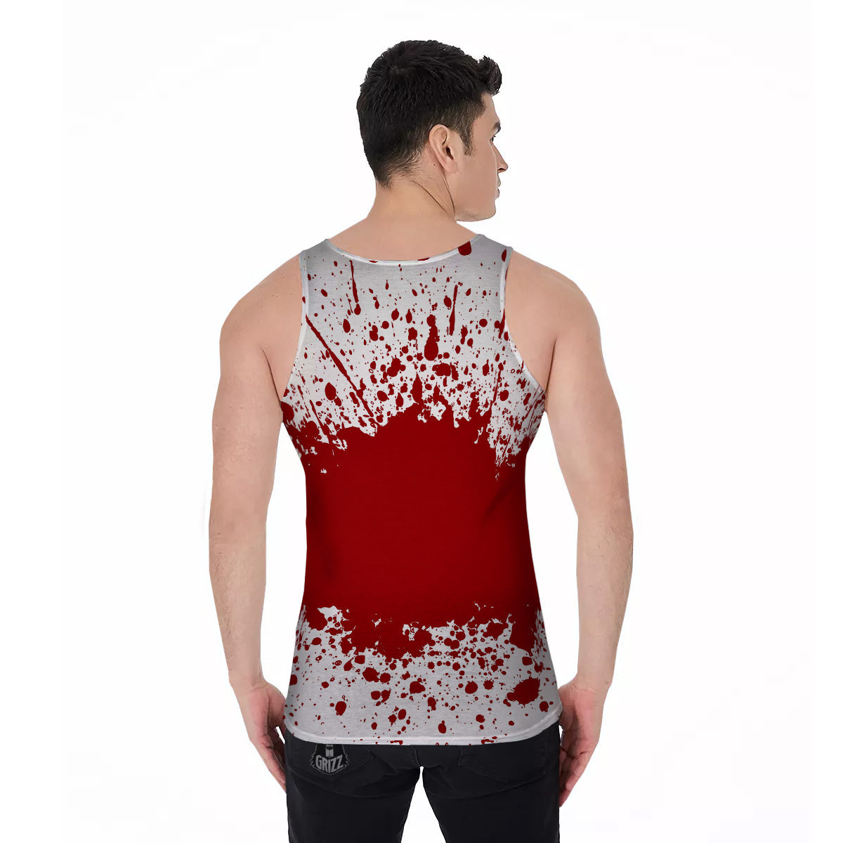 Splashed Blood Print Men's Tank Top-grizzshop