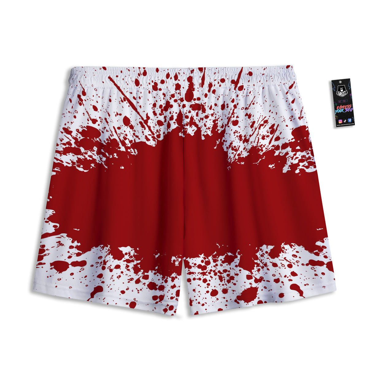 Splashed Blood Print Mesh Shorts-grizzshop