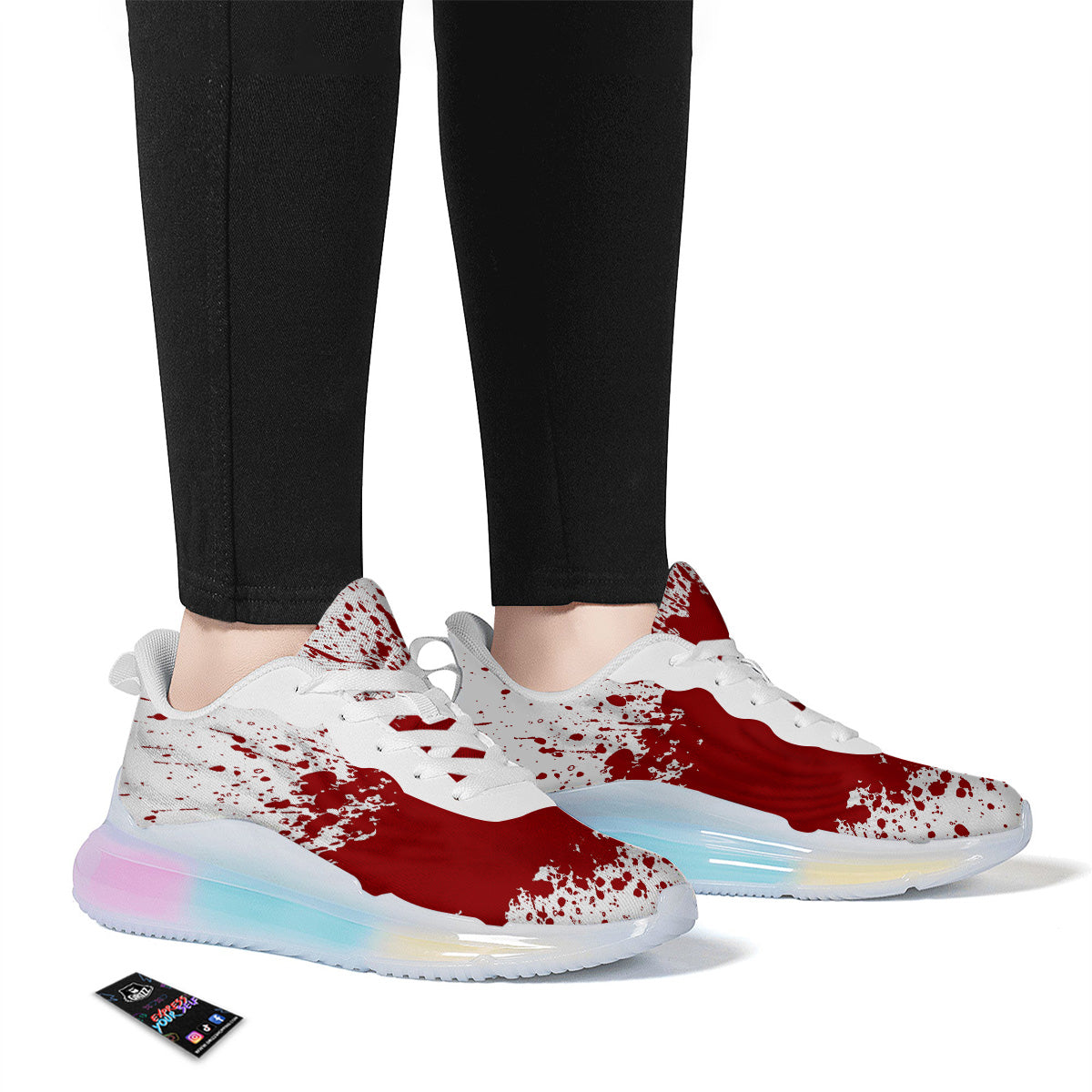 Splashed Blood Print Running Sneakers-grizzshop