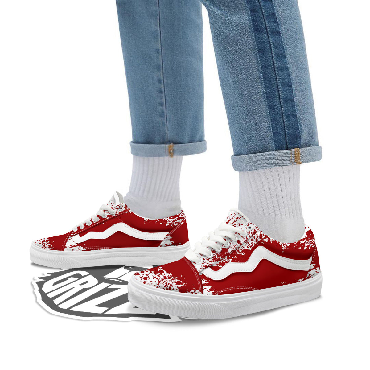 Splashed Blood Print Skate Shoes-grizzshop