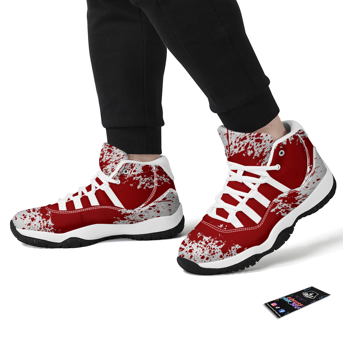 Splashed Blood Print White Bball Shoes-grizzshop