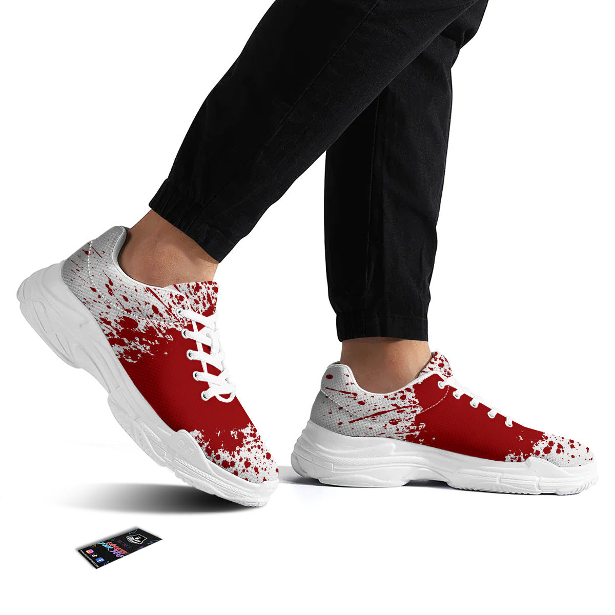 Splashed Blood Print White Chunky Shoes-grizzshop
