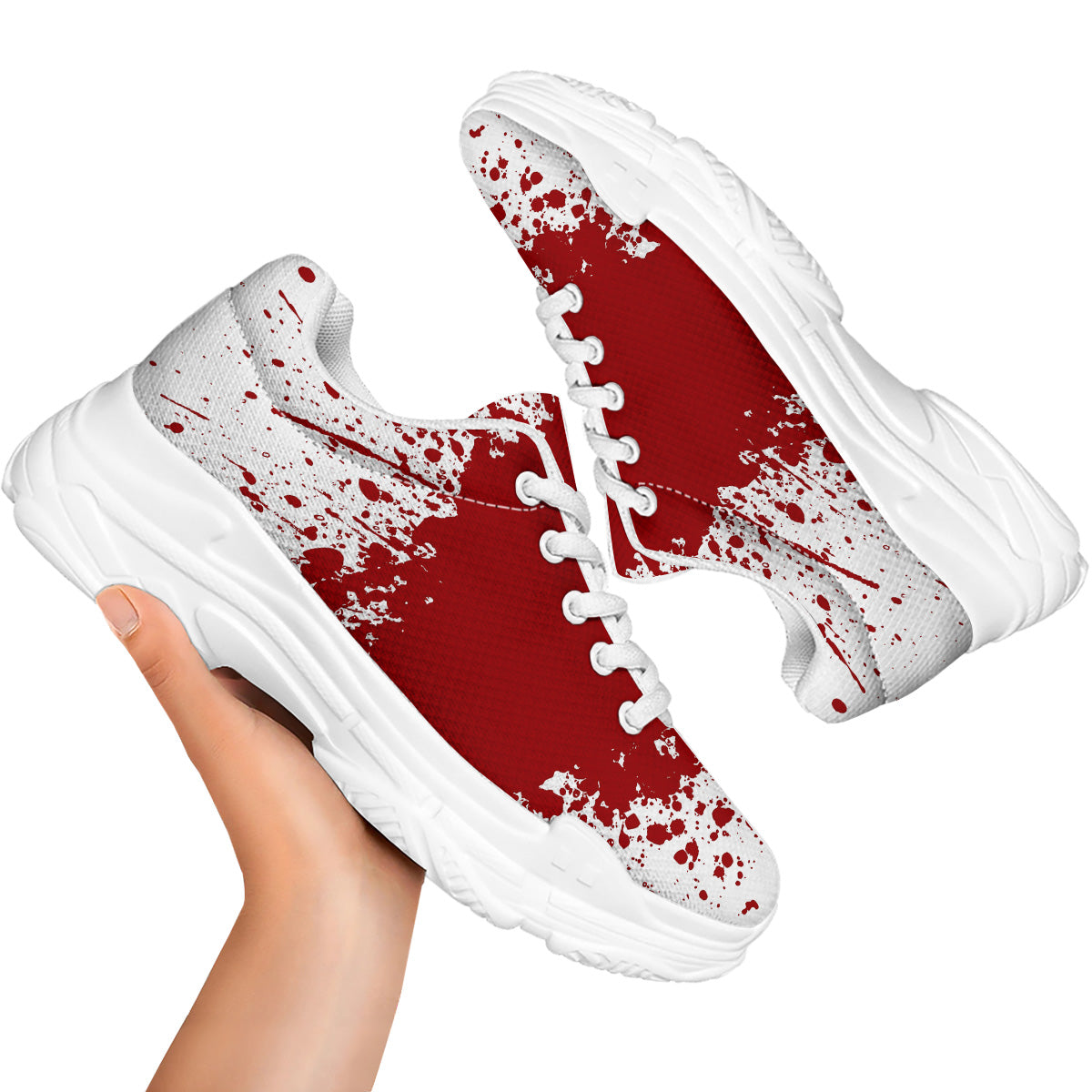 Splashed Blood Print White Chunky Shoes-grizzshop