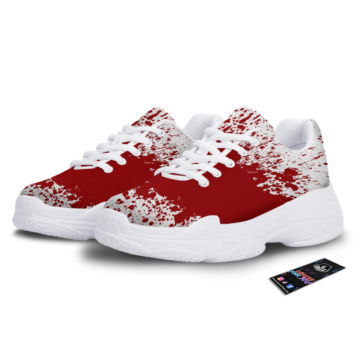 Splashed Blood Print White Chunky Shoes-grizzshop