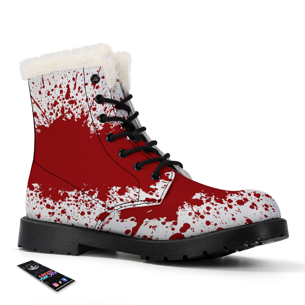 Splashed Blood Print Winter Boots-grizzshop