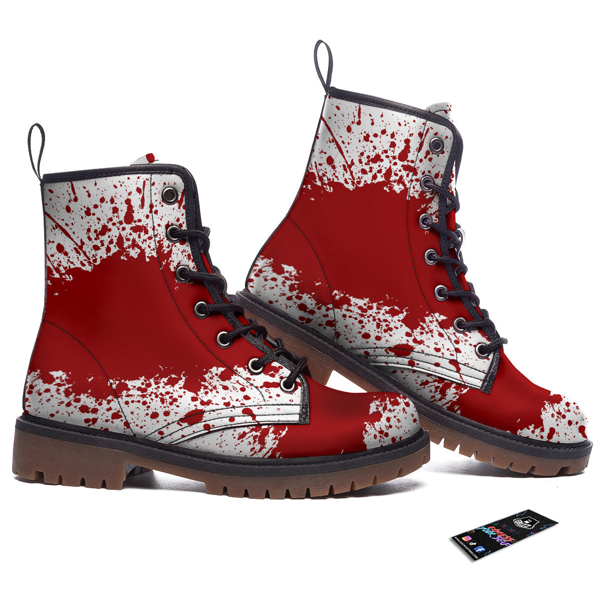 Splashed Blood Print Work Boots-grizzshop