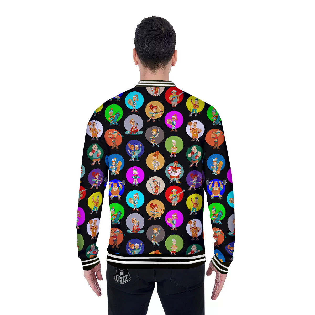 Sport Colorful Print Pattern Baseball Jacket-grizzshop