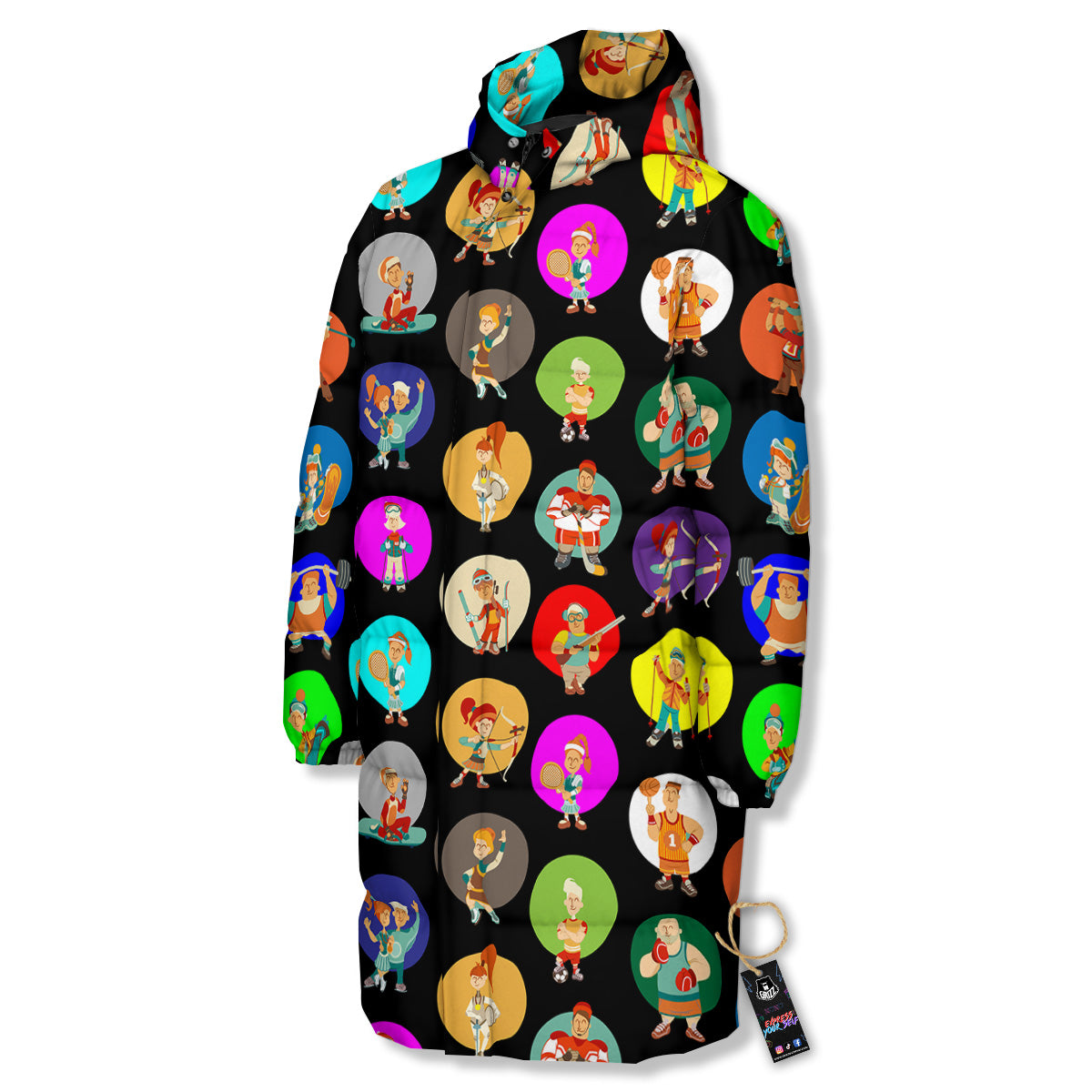 Sport Colorful Print Pattern Long Down Jacket-grizzshop
