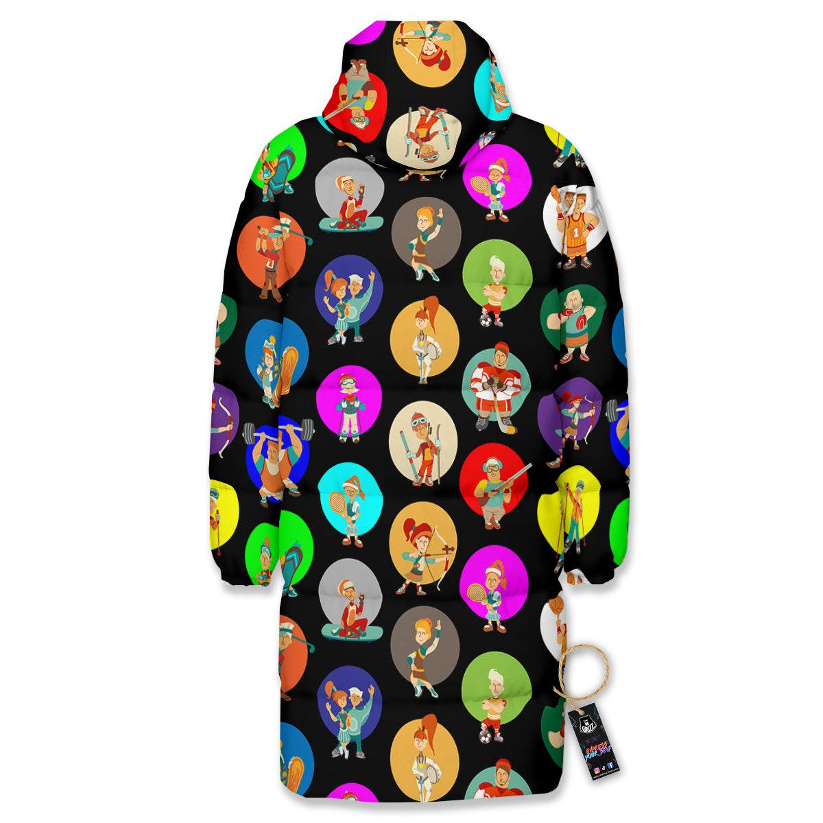 Sport Colorful Print Pattern Long Down Jacket-grizzshop