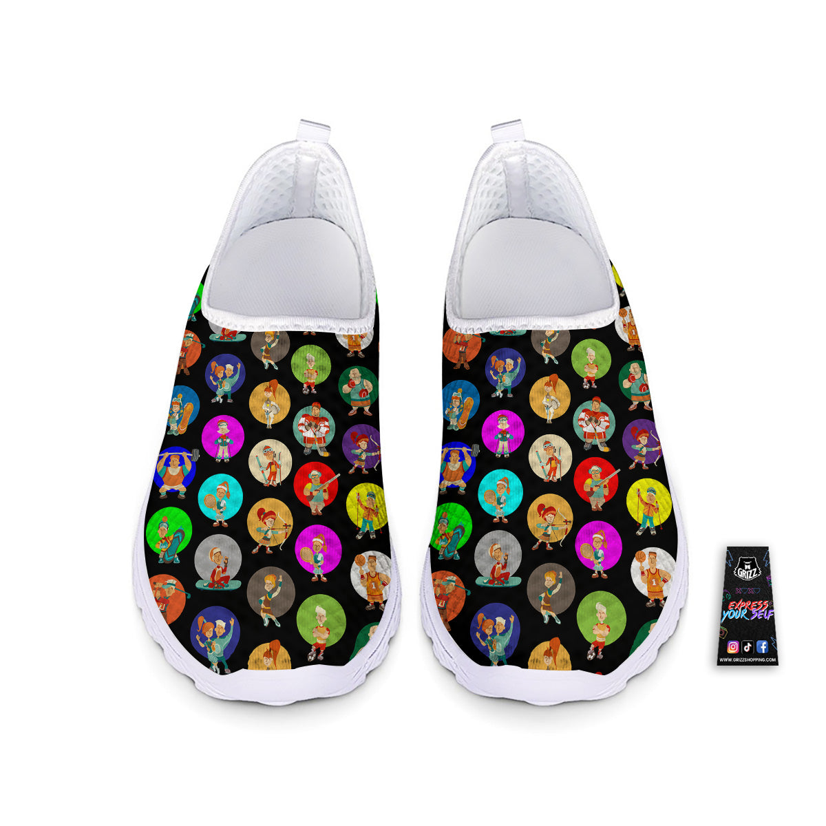 Sport Colorful Print Pattern Nurse Shoes-grizzshop