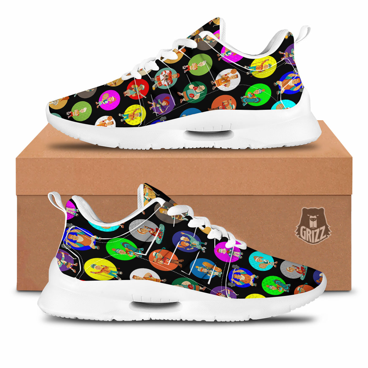 Sport Colorful Print Pattern Tennis Shoes-grizzshop