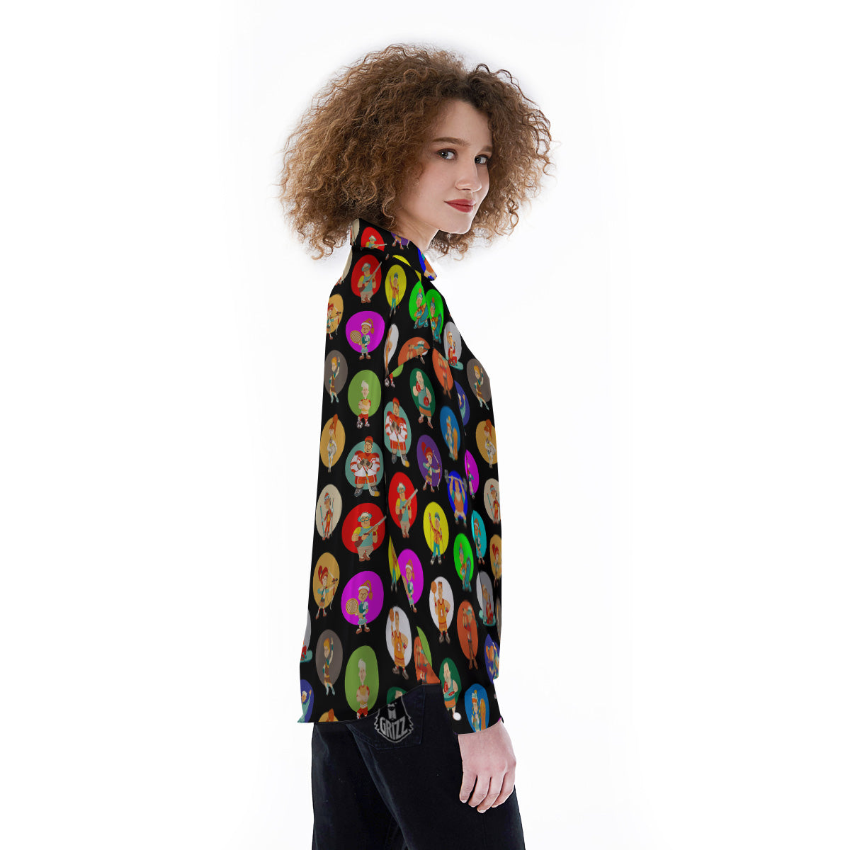 Sport Colorful Print Pattern Women's Long Sleeve Shirts-grizzshop