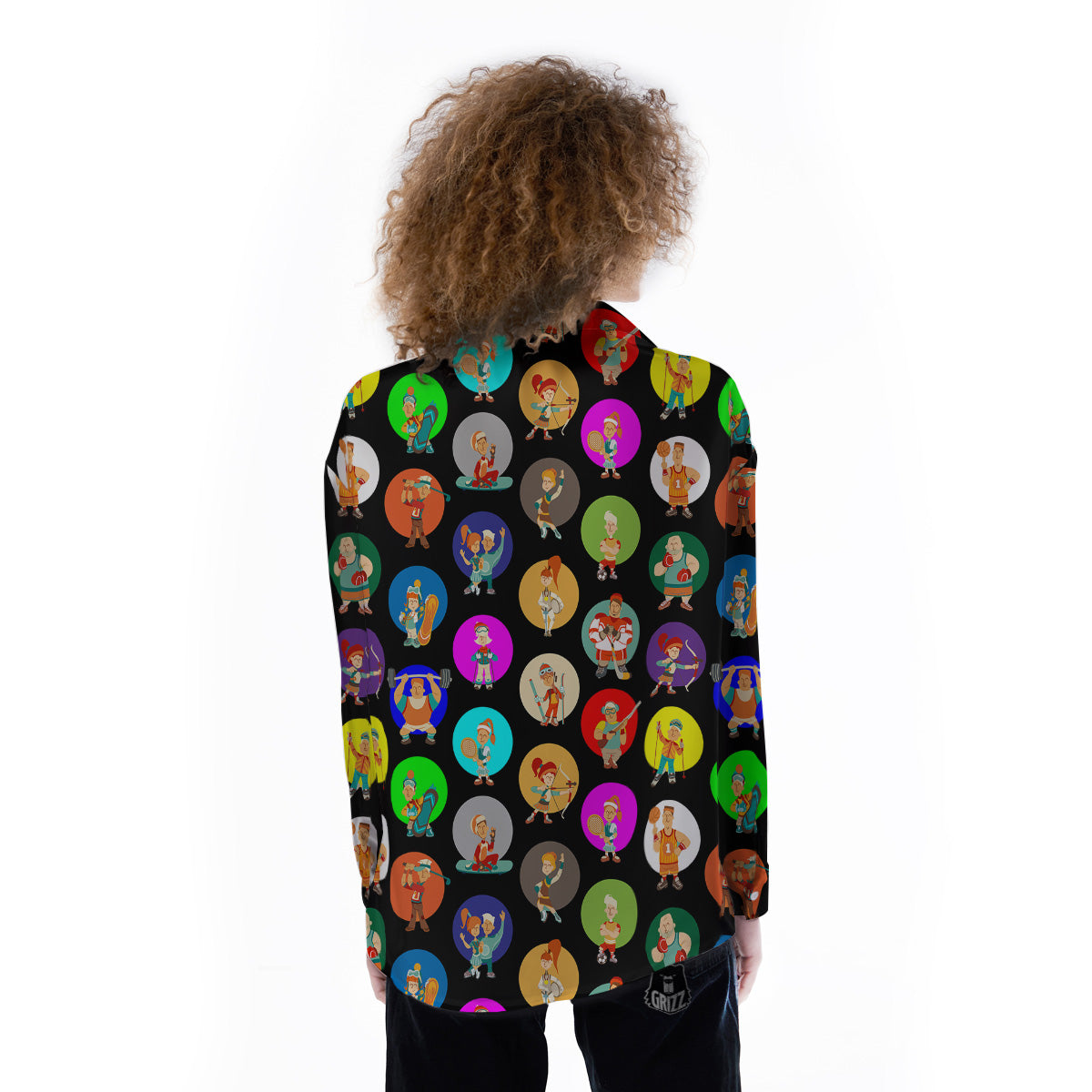 Sport Colorful Print Pattern Women's Long Sleeve Shirts-grizzshop