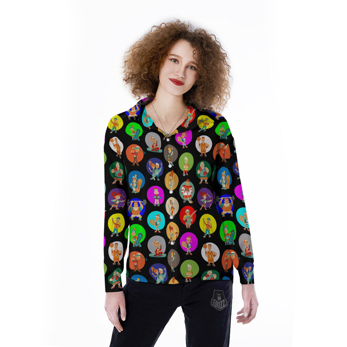 Sport Colorful Print Pattern Women's Long Sleeve Shirts-grizzshop