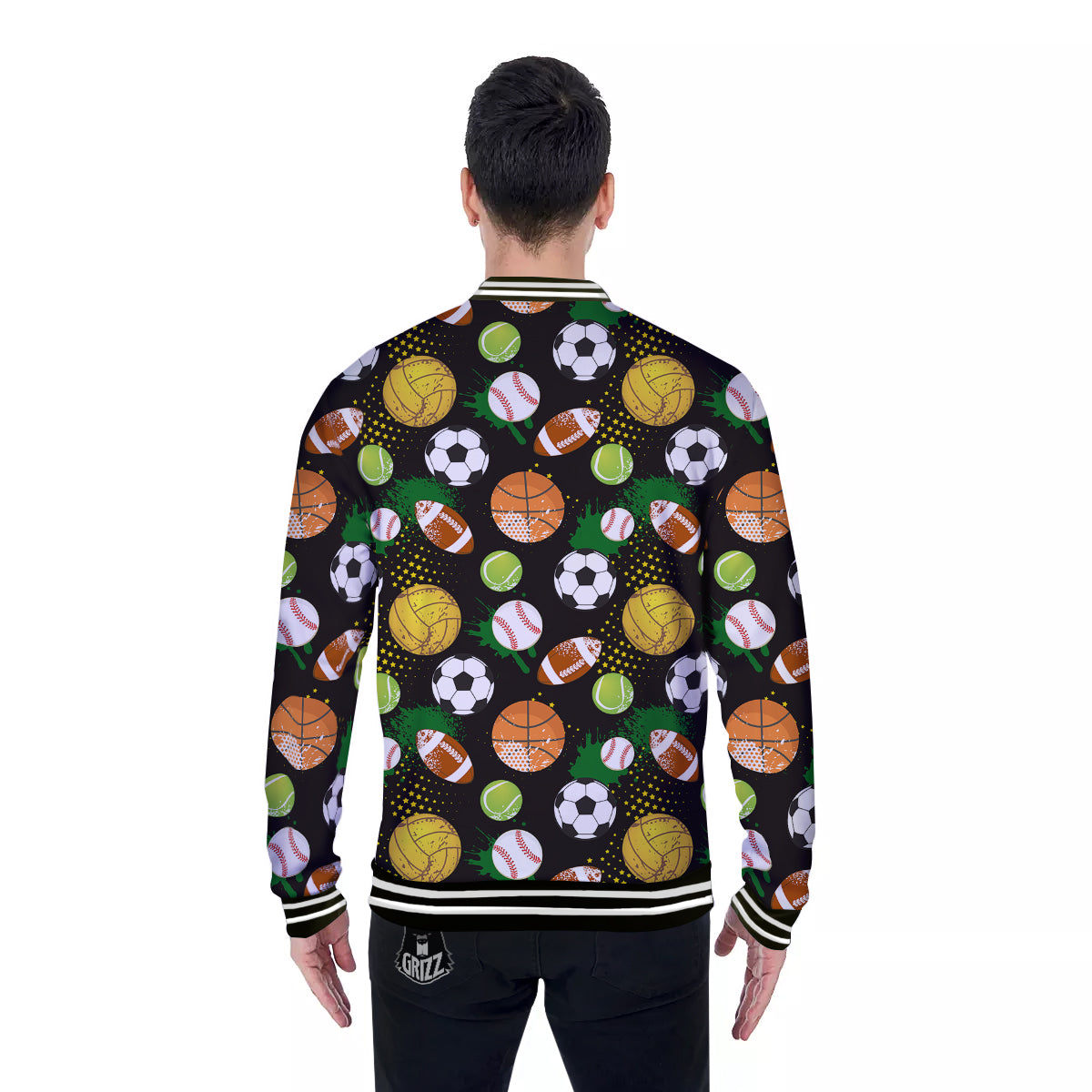 Sport Equipment Print Pattern Baseball Jacket-grizzshop