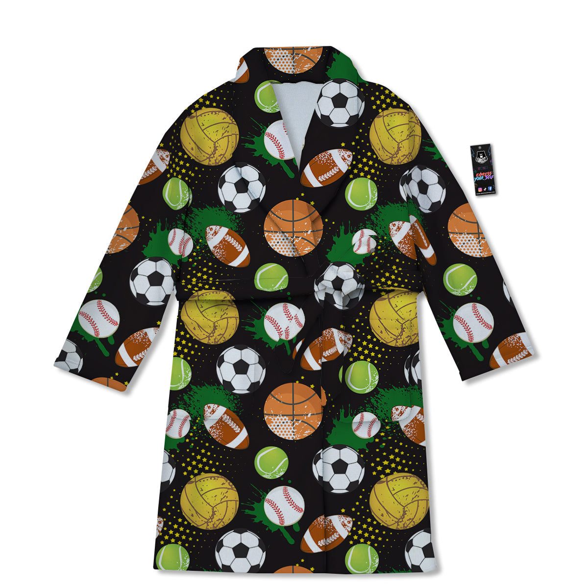 Sport Equipment Print Pattern Bathrobe-grizzshop