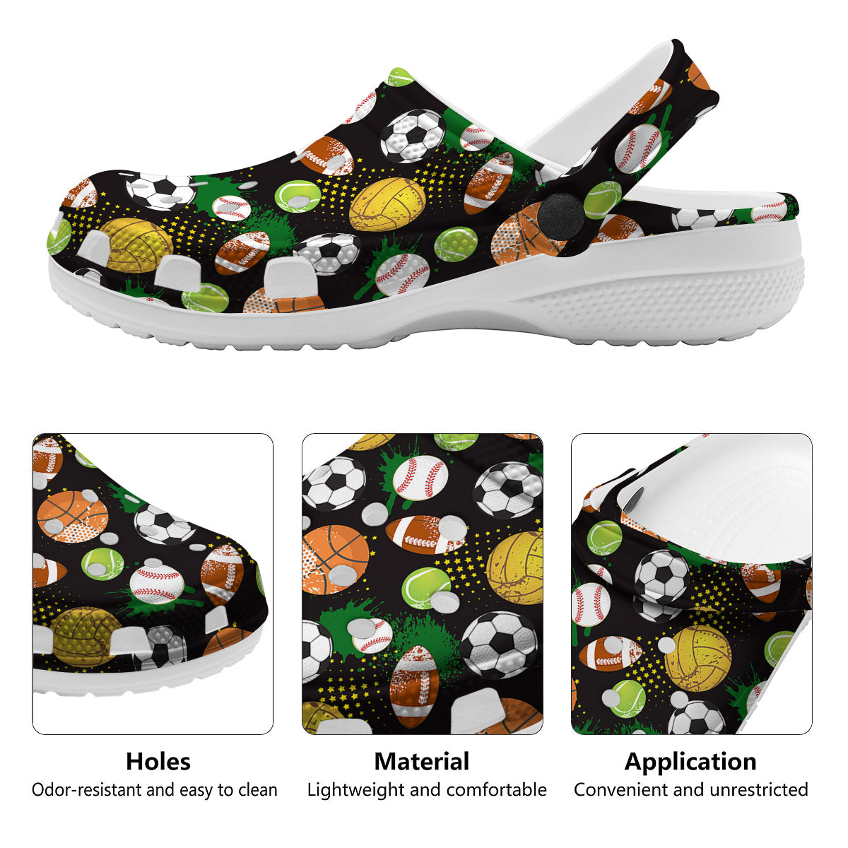 Sport Equipment Print Pattern Clog-grizzshop