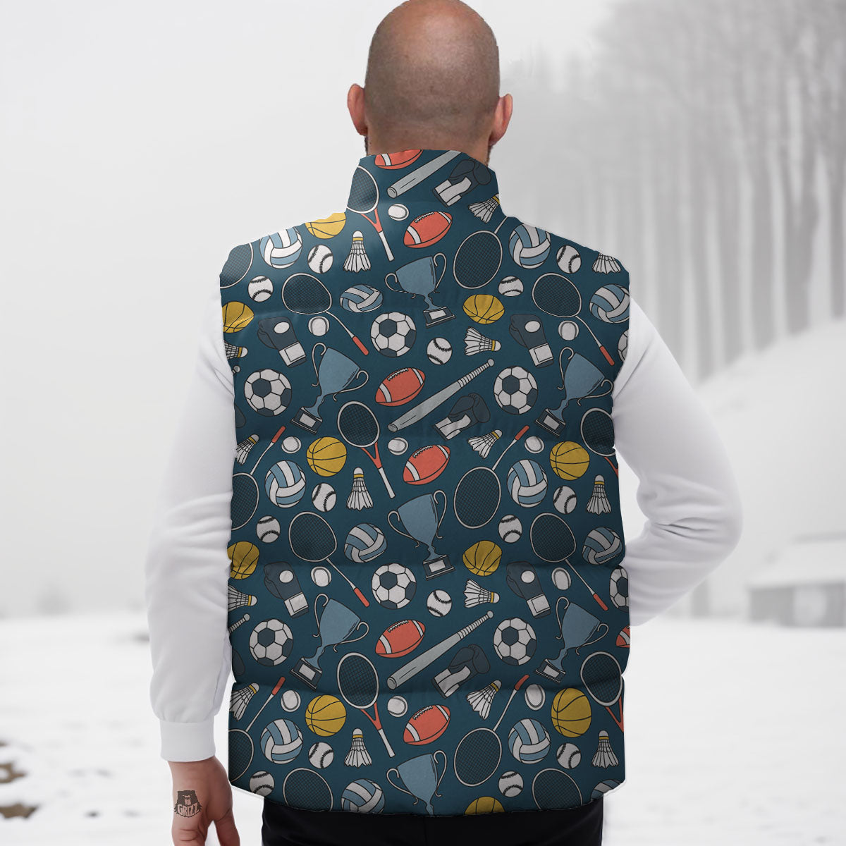 Sport Lacrosse Print Pattern Down Vest