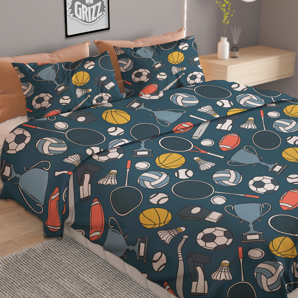 Sport Lacrosse Print Pattern Duvet Cover Bedding Set