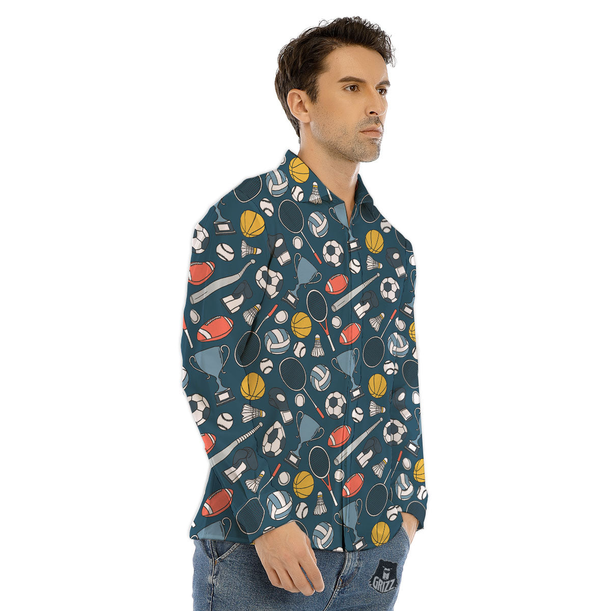 Sport Lacrosse Print Pattern Men's Dress Shirts-grizzshop