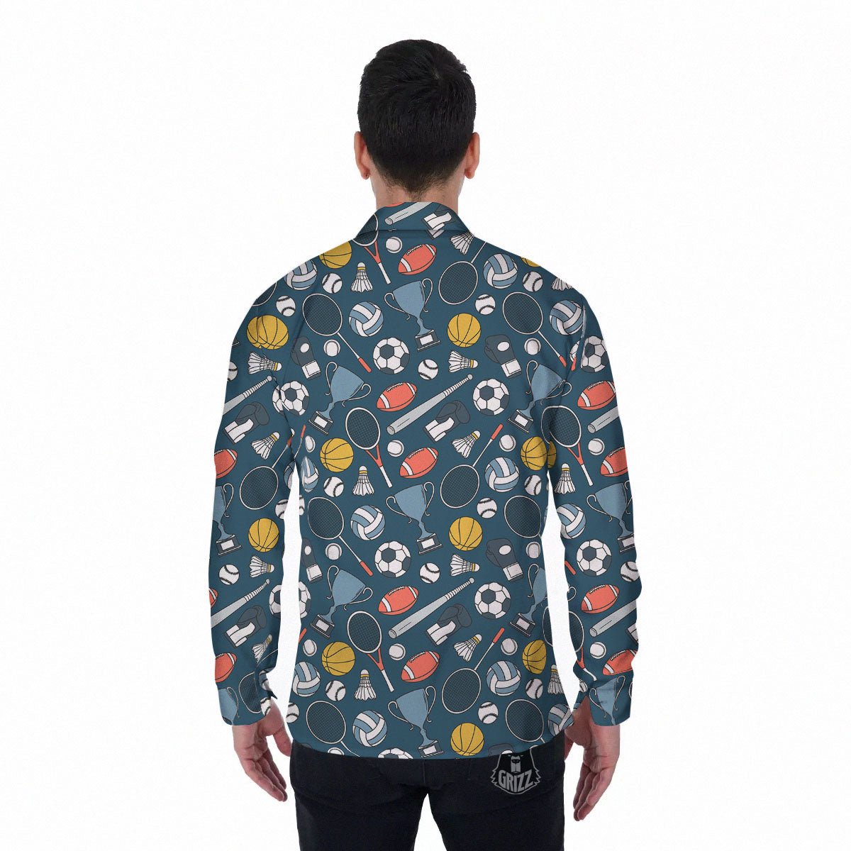 Sport Lacrosse Print Pattern Men's Long Sleeve Shirts-grizzshop