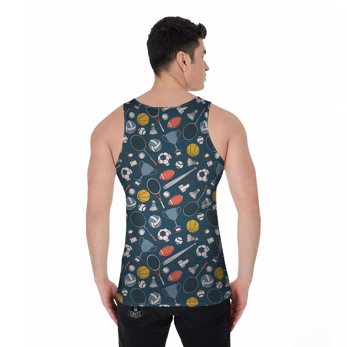 Sport Lacrosse Print Pattern Men's Tank Top-grizzshop