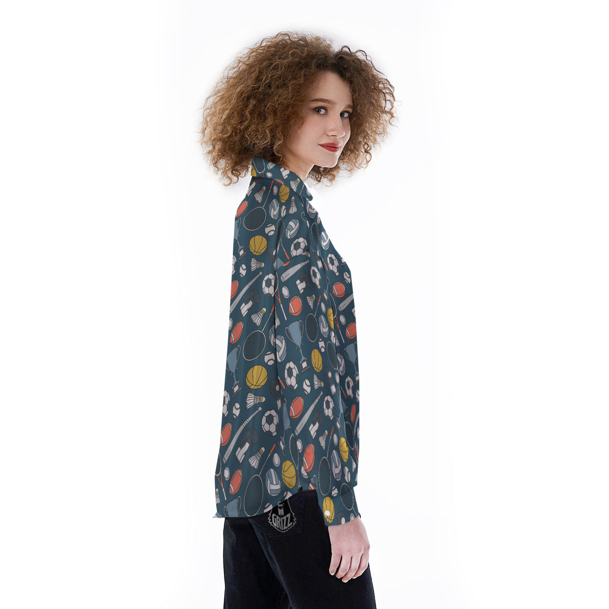 Sport Lacrosse Print Pattern Women's Long Sleeve Shirts-grizzshop