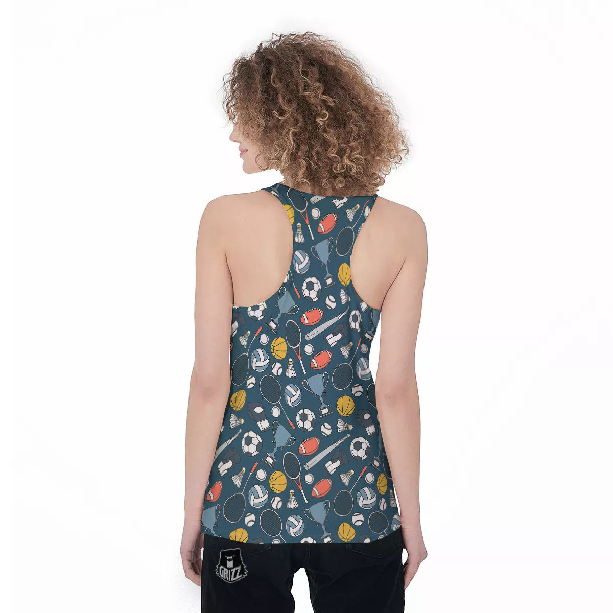 Sport Lacrosse Print Pattern Women's Racerback Tank Top-grizzshop