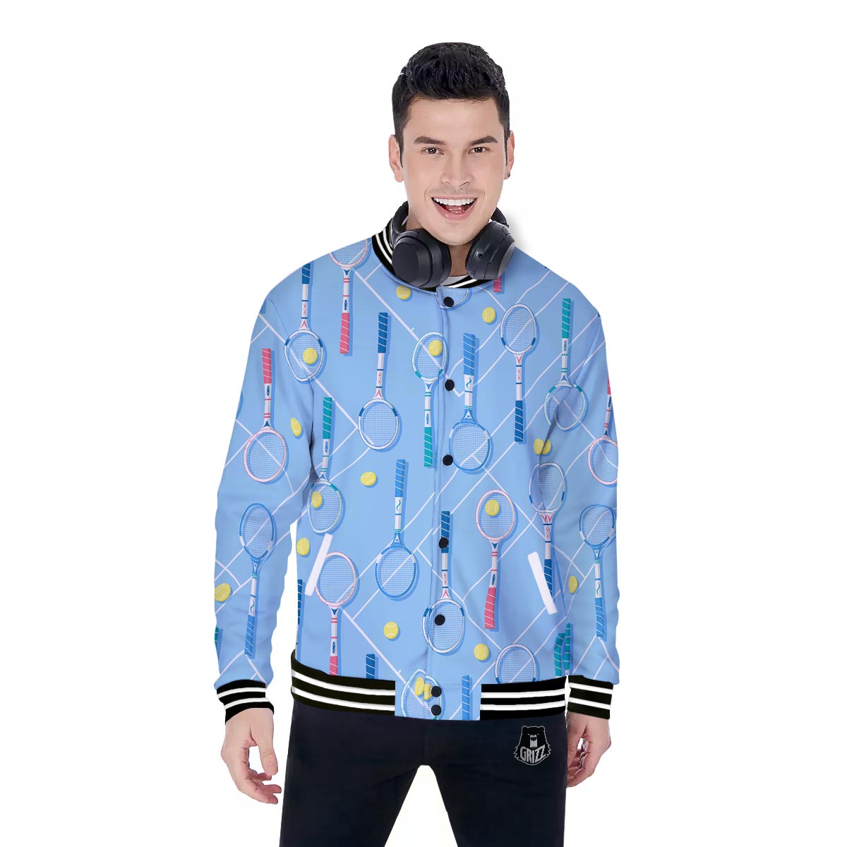Sport Tennis Print Pattern Baseball Jacket-grizzshop