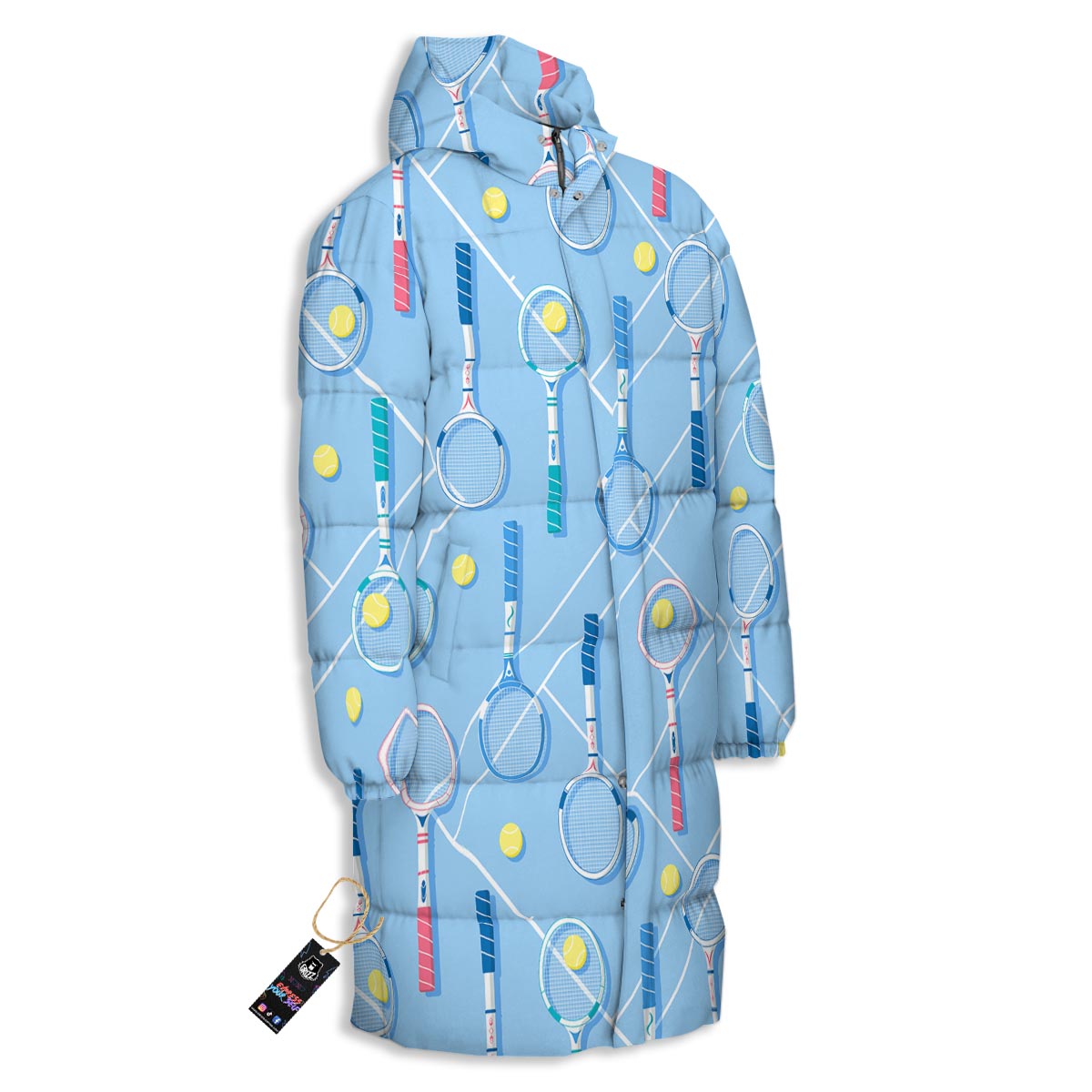 Sport Tennis Print Pattern Long Down Jacket-grizzshop