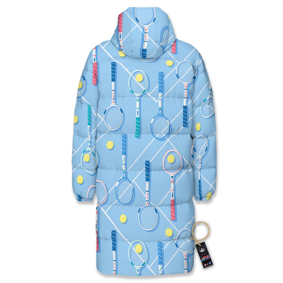 Sport Tennis Print Pattern Long Down Jacket-grizzshop