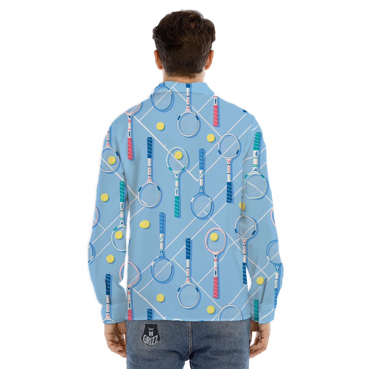 Sport Tennis Print Pattern Men's Dress Shirts-grizzshop