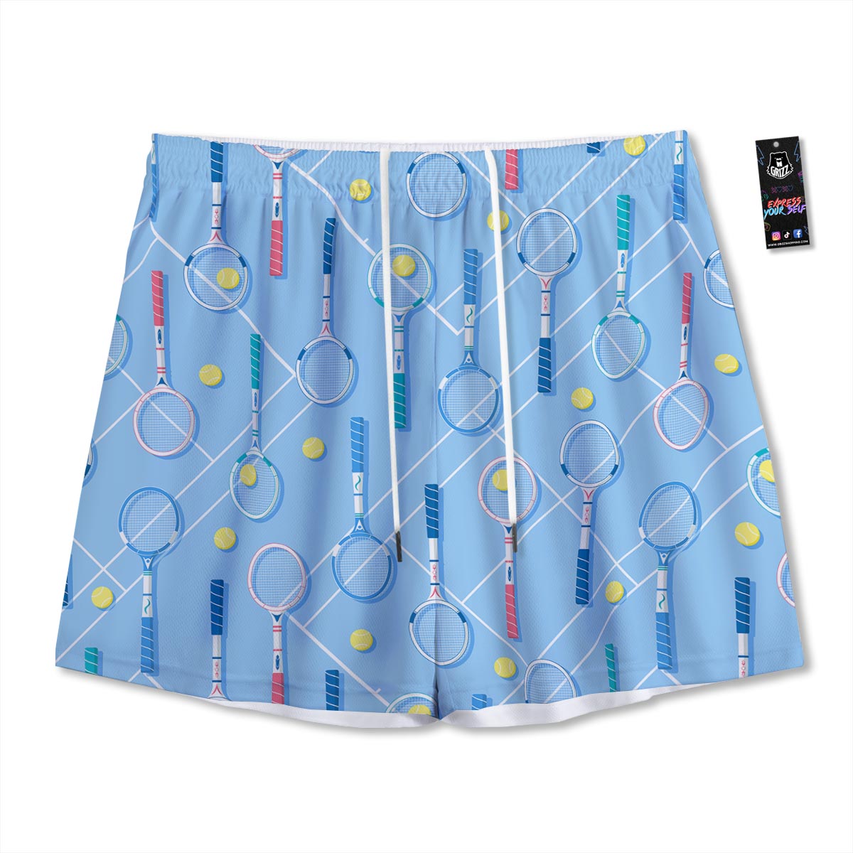Sport Tennis Print Pattern Mesh Shorts