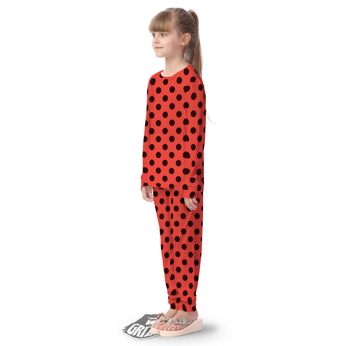 Spots Ladybug Print Pattern Kid's Pajamas-grizzshop