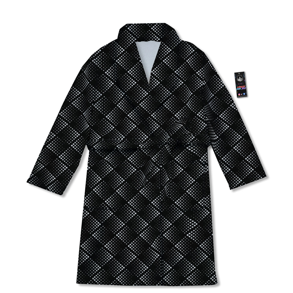 Square Dot Geometric Print Pattern Bathrobe-grizzshop