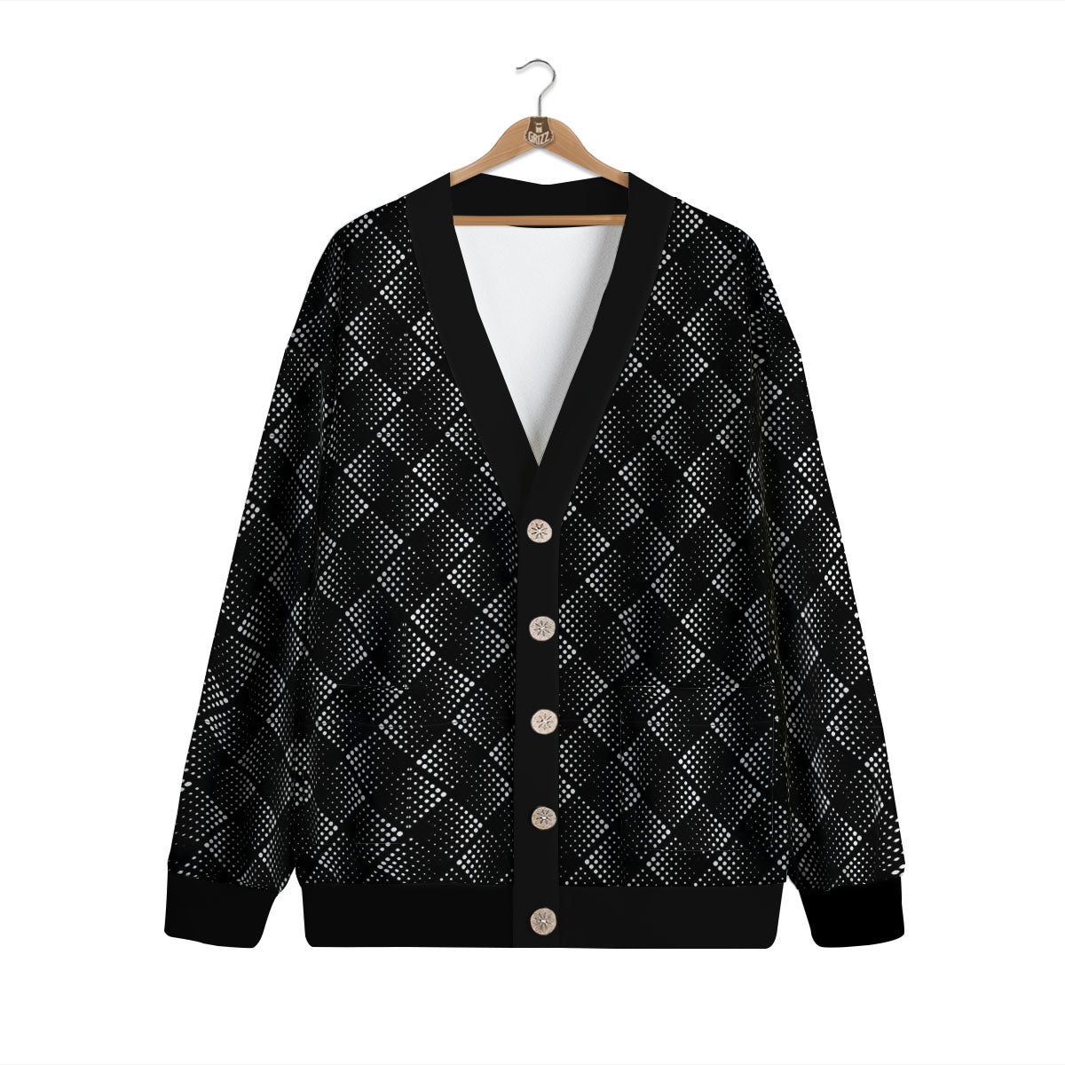Square Dot Geometric Print Pattern Cardigan-grizzshop