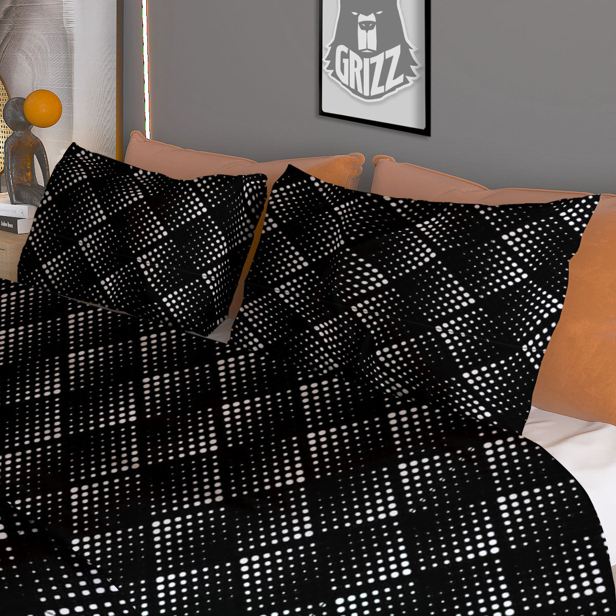 Square Dot Geometric Print Pattern Duvet Cover Bedding Set-grizzshop