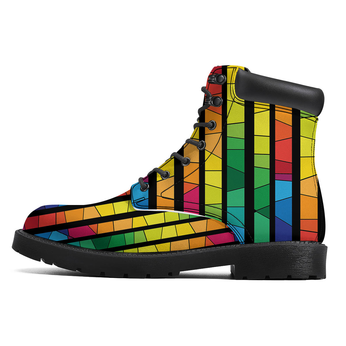 Square Stained Glass Mosaic Print Boots-grizzshop