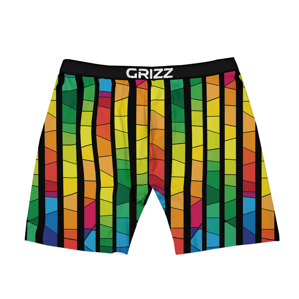 Square Stained Glass Mosaic Print Boxer Briefs-grizzshop