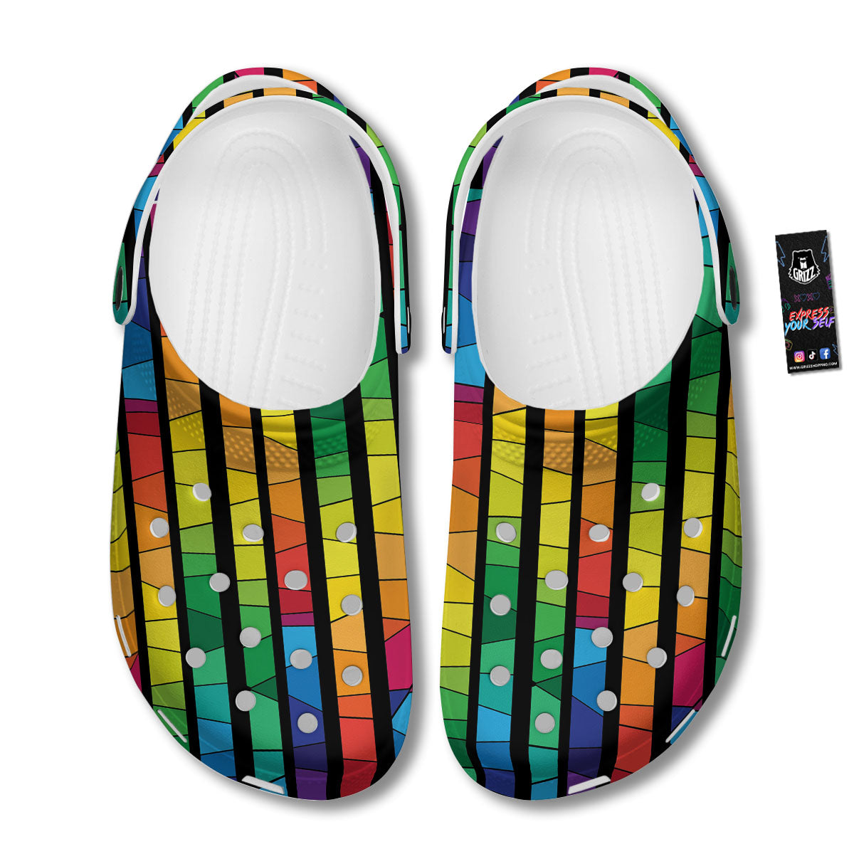 Square Stained Glass Mosaic Print Clog-grizzshop