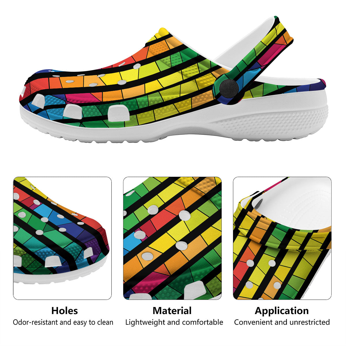Square Stained Glass Mosaic Print Clog-grizzshop