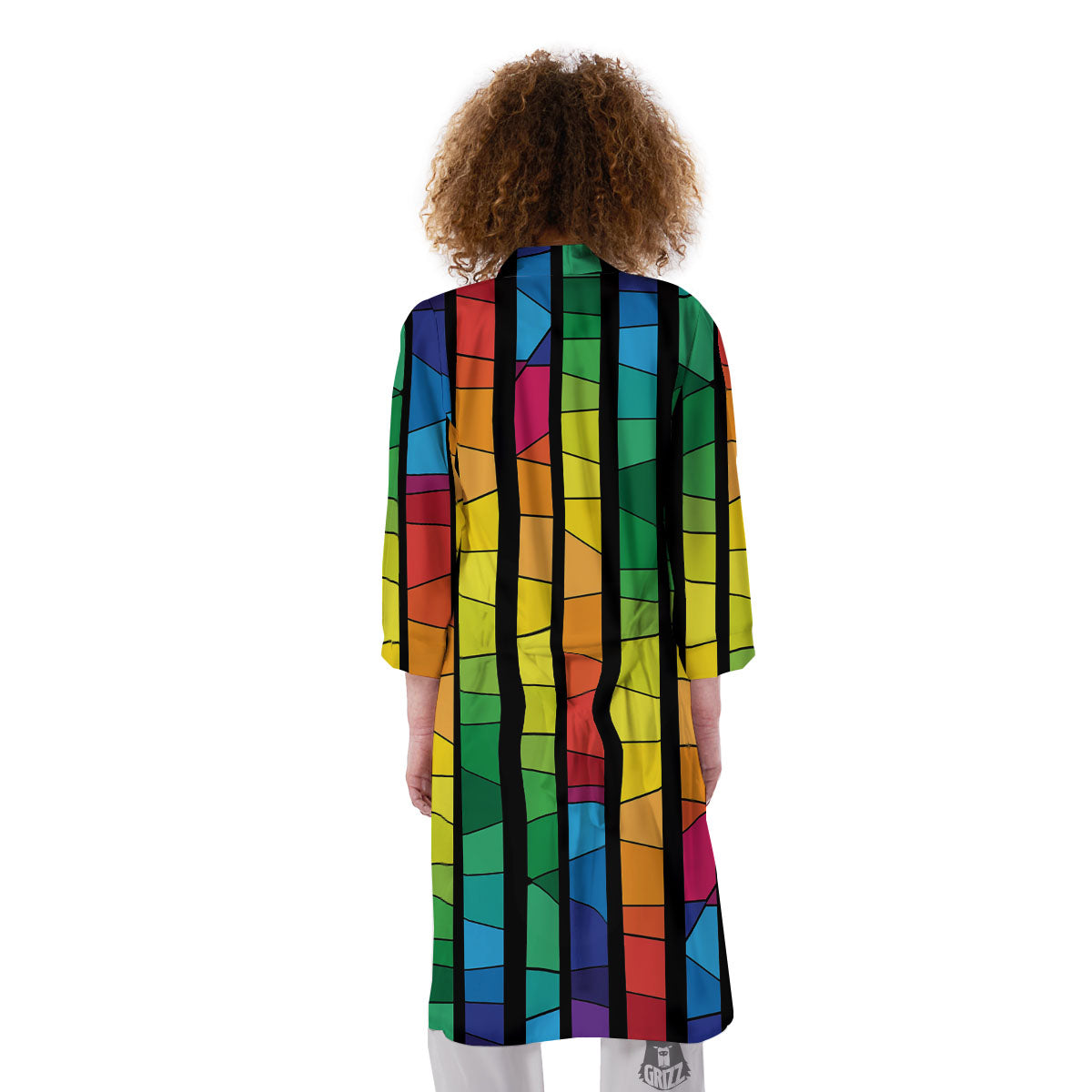 Square Stained Glass Mosaic Print Kimono-grizzshop