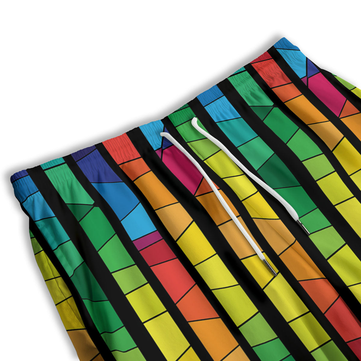 Square Stained Glass Mosaic Print Men's Athletic Shorts